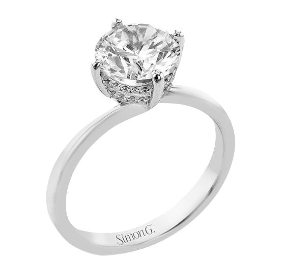 White 18 Karat Hidden Halo Ring Size 6.5 With 0.09Tw Round G/H Si2 Diamonds