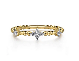 14k Yellow Gold Diamond Station Bujukan Ring