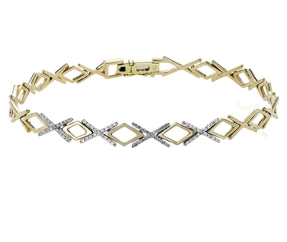 Lady's Two-Tone 14 Karat Tennis Bracelet Length 268499 With 68 = 0.27Tw Round G Vs1 Diamonds