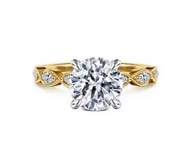 14k White-yellow Gold Round Diamond Engagement Ring