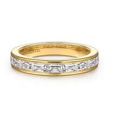 14k Yellow Gold Channel Set Baguette Diamond Anniversary Band