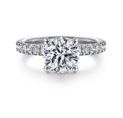 14k White Gold Round Diamond Engagement Ring