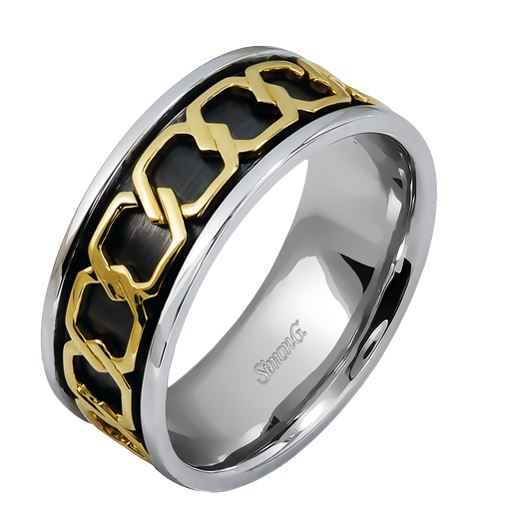 Two-Tone 14 Karat Gentleman Wedding Band Size 10