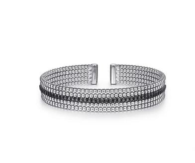 925 Sterling Silver Black Spinel Bujukan Cuff Bracelet