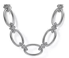 925 Sterling Silver Oval Link Chain Necklace with Bujukan Connectors