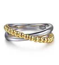925 Sterling Silver And 14k Yellow Gold Bujukan Criss Cross Ring