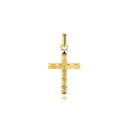 14k Yellow Gold Faceted Cross Pendant