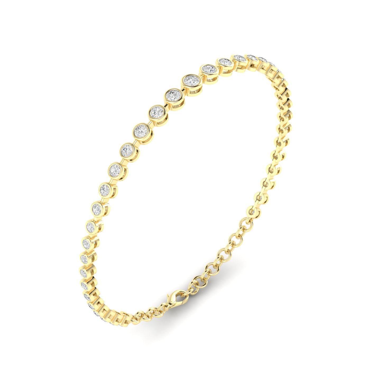 14K Yellow Gold Graduated Bezel Bracelet