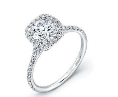 14K White Uneek Bofb Collection Halo Engagement Ring