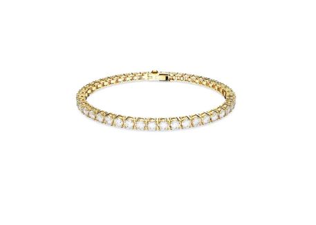 Matrix Tennis bracelet Round cut, White, Gold-tone plated Medium