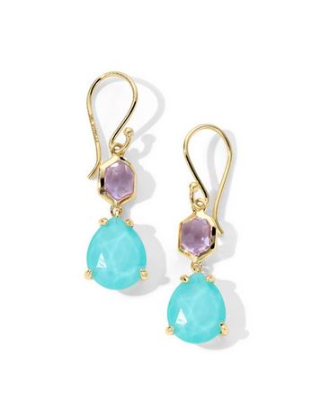 18K Rock Candy® Small Snowman Earrings in Amethyst and Turquoise Doublet
