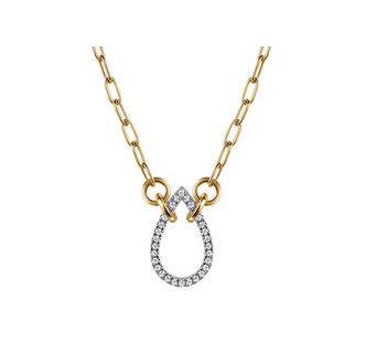 14K White & Yellow Gold Diamond Teardrop Chain Necklace