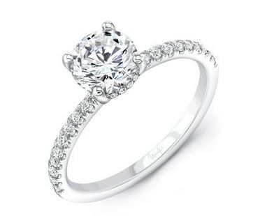 14K White Uneek Timeless Collection Under-Halo Round Engagement Ring