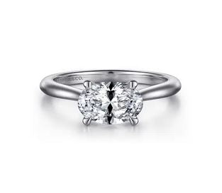 14K White Gold Horizontal Oval Solitaire Engagement Ring