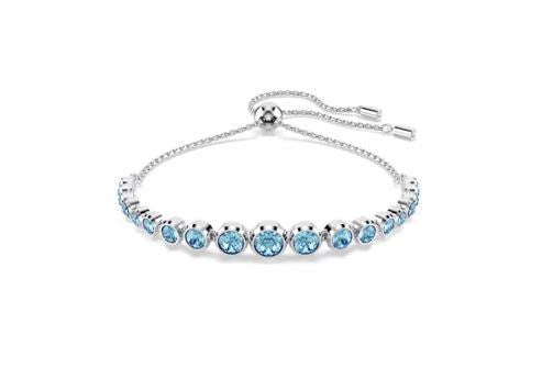 Imber Tennis bracelet Mixed round cuts, Blue, Rhodium plated