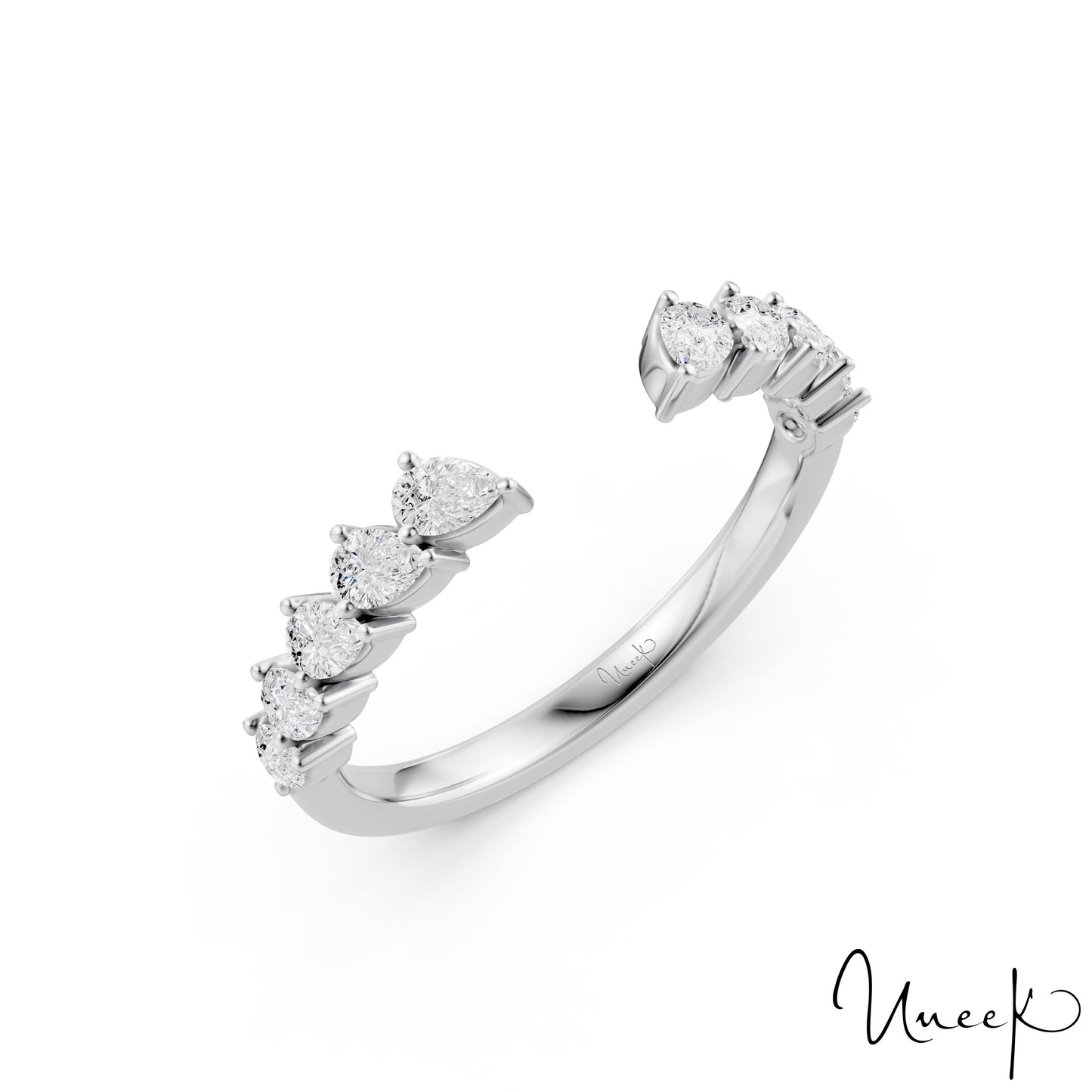 Lady's White 18 Karat Stackable Anniversary Ring Size 6.5 Old Key 308075 With 10 = 0.47Tw Pear G Vs2 Diamonds