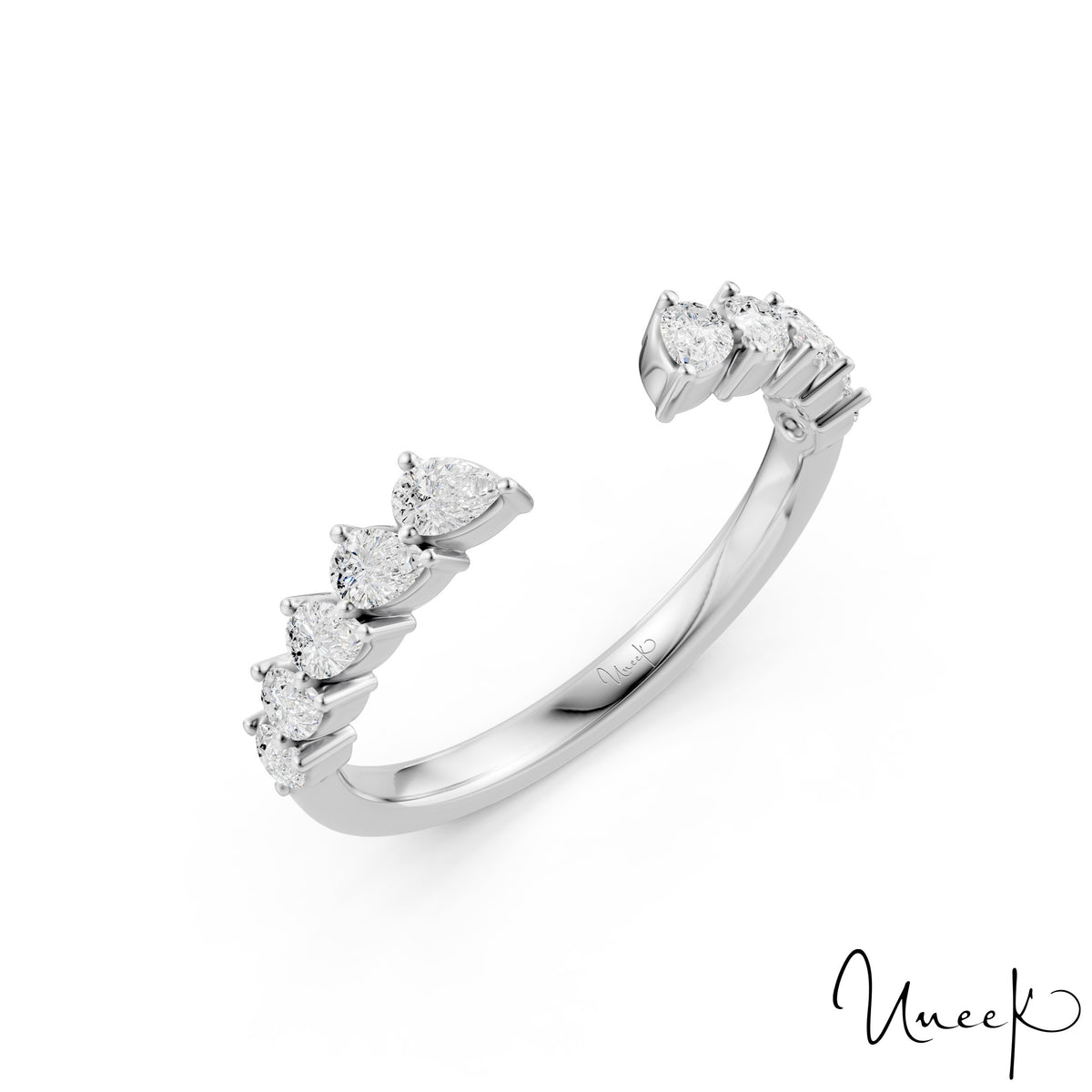 Lady's White 18 Karat Stackable Anniversary Ring Size 6.5 Old Key 308075 With 10 = 0.47Tw Pear G Vs2 Diamonds