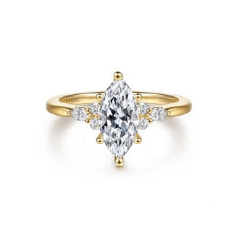 14K Yellow Gold Marquise Shape Diamond Engagement Ring