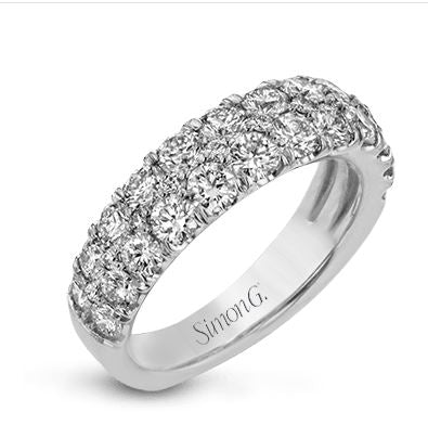 Lady's White 18 Karat Simon Set Anniversary Ring Size 6.5 With 35 = 1.48Tw Round G Vs1 Diamonds