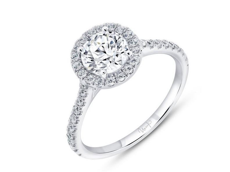 14K White Uneek Timeless Collection Round Shaped Engagement Ring