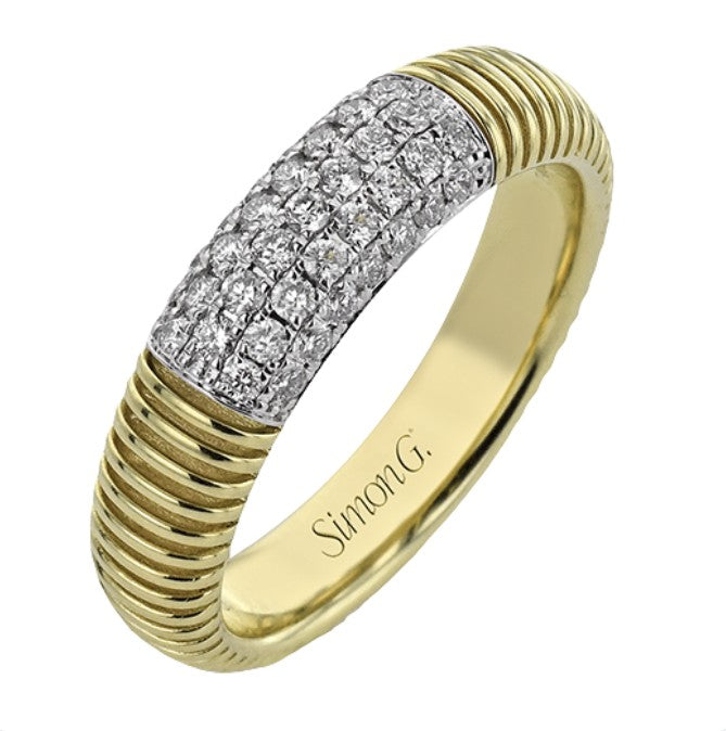 Lady's Two-Tone 18 Karat Stackable Fashion Ring Size 6.5 Old Key 831082 With = 0.34Twt Round G Vs1 Diamonds