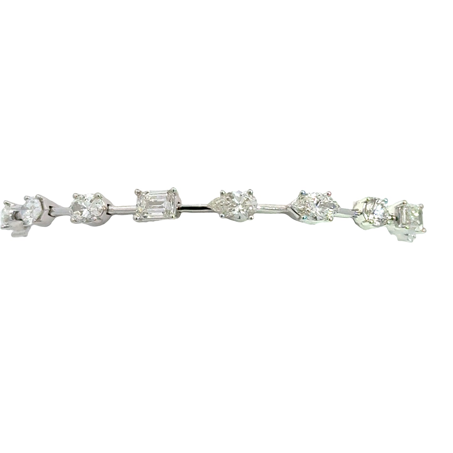 Lady's White 14 Karat Tennis Bracelet With 16 = 9.00Tw Various Shapes G/H Si2 Diamonds