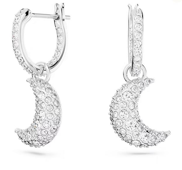 Sublima drop earrings Moon, White, Rhodium plated