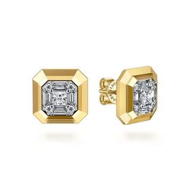 14K Yellow Gold Diamond Stud Earrings
