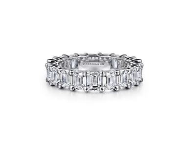 Alloy 14K White Gold Shared Prong Emerald Cut Diamond Eternity Band