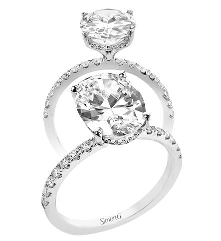 Lady's White Platinum Hidden Halo Ring Size 6.5 Old Key 820864