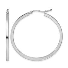 Leslie's 10k White Gold 2mm Square Tube Hoop Earrings 40mm
