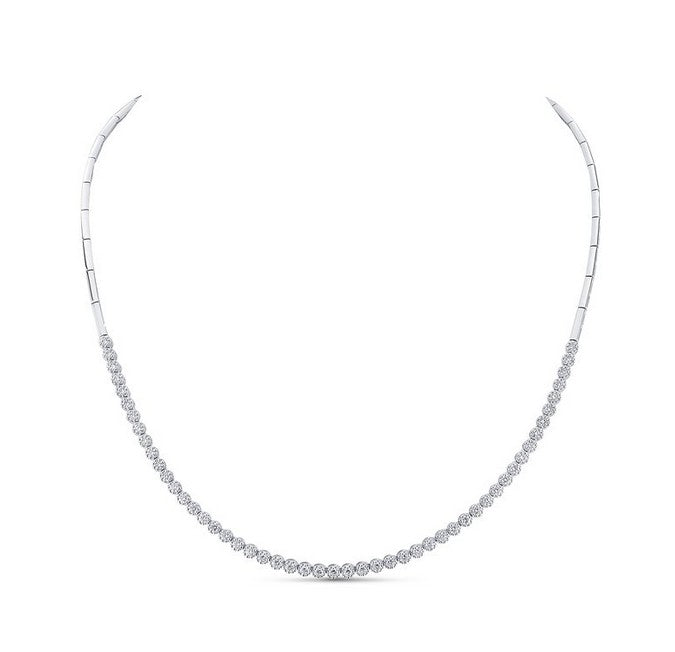 Lady's White 18 Karat Riviera Necklace Length 16.5 With 51=1.76Tw Round H/I Si2 Diamonds