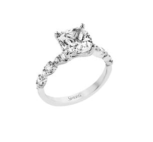 Lady's White 18 Karat Engagement Ring Size 6.5 With 0.47Tw Round G/H Si2 Diamonds