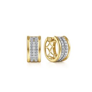 14k White-yellow Gold 15mm Diamond Earrings