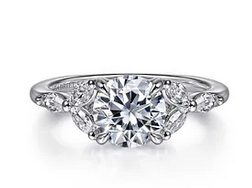 14K White Gold Round Diamond Engagement Ring