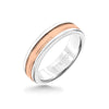 Triton 6MM White Tungsten Carbide Ring - Double Engraved 14K Rose Gold Insert with Round Edge