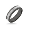 Triton 6MM Black Tungsten Carbide Ring - Flat Milgrain 14K White Gold Insert with Round Edge