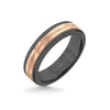 Triton 6MM Black Tungsten Carbide Ring - Center Milgrain 14K Rose Gold Insert with Round Edge