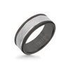 Triton 8MM Black Tungsten Carbide Ring - Crystalline 14K White Gold Insert with Round Edge