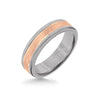 Triton 6MM Grey Tungsten Carbide Ring - Crystalline 14K Rose Gold Insert with Round Edge