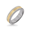 Triton 6MM Grey Tungsten Carbide Ring - Crystalline 14K Yellow Gold Insert with Round Edge
