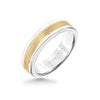 Triton 6MM White Tungsten Carbide Ring - Crystalline 14K Yellow Gold Insert with Round Edge