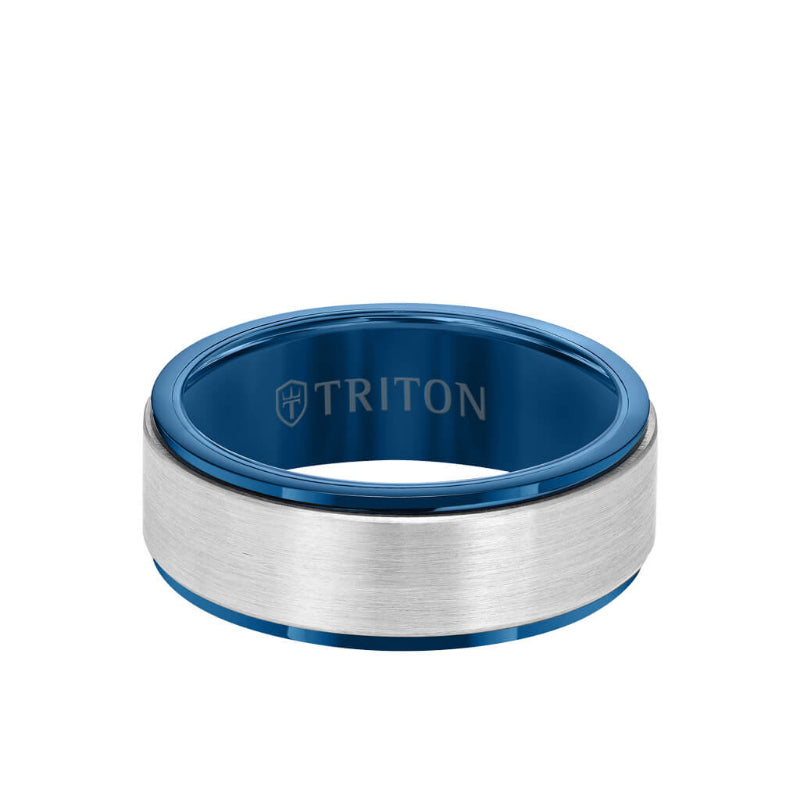 8MM Tungsten Carbide Ring Satin Finish & Center Line - Triton Jewelry