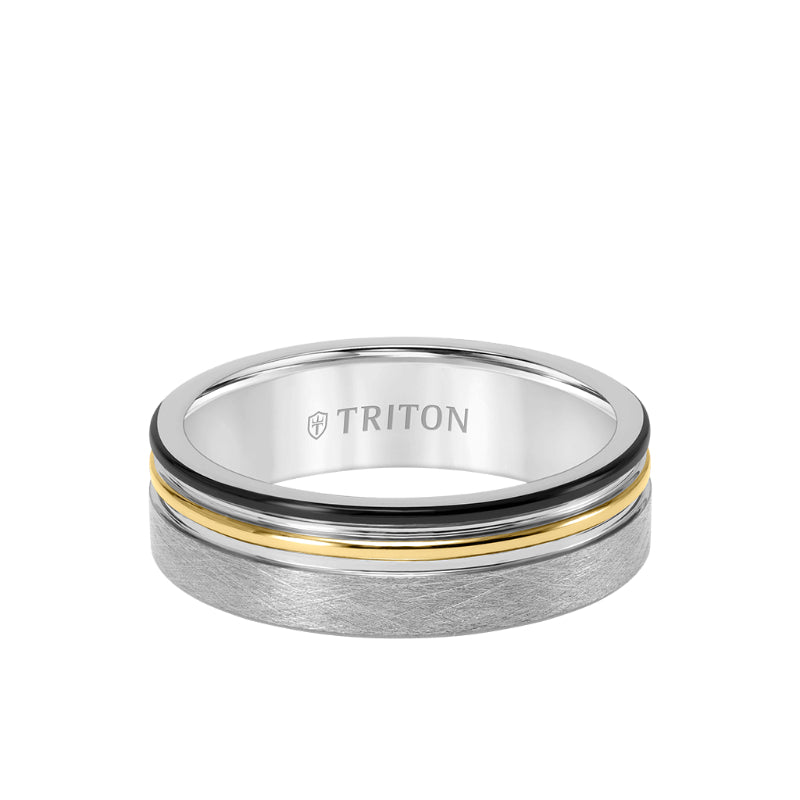Triton 7MM Tungsten Carbide Ring with Crystalline Finish