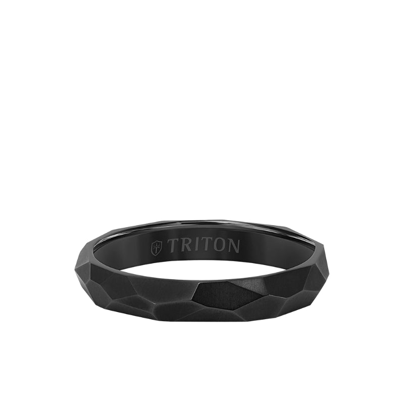 Triton 4MM Titanium Ring with Faceted Brushed Finish