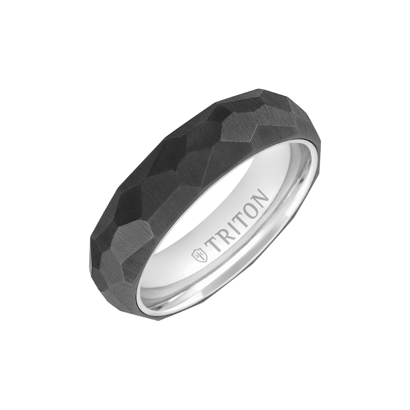 Triton 6MM Titanium Ring with Faceted Brushed Finish