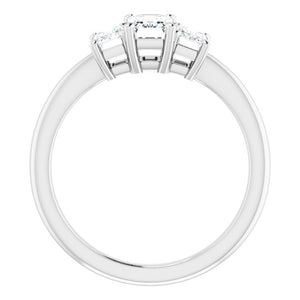 14K White 6x4 mm Emerald Cubic Zirconia & 1 1/5 CTW Diamond Engagement Ring
