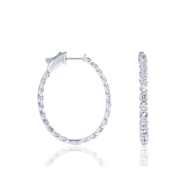 Lab Grown Jewelry 14K White Diamond Hoops