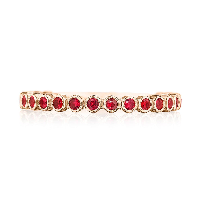 Tacori Round Bezel Droplet Wedding Band with Ruby