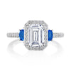 Tacori Emerald 3-Stone Engagement Ring with Blue Sapphires